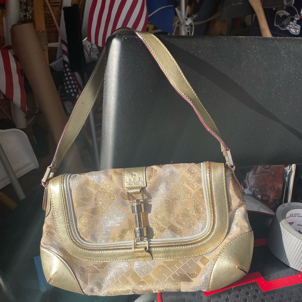 L.A.M.B. by Gwen Stefani Metallic Gold Handbag. Gold and Silver Metallic Glam